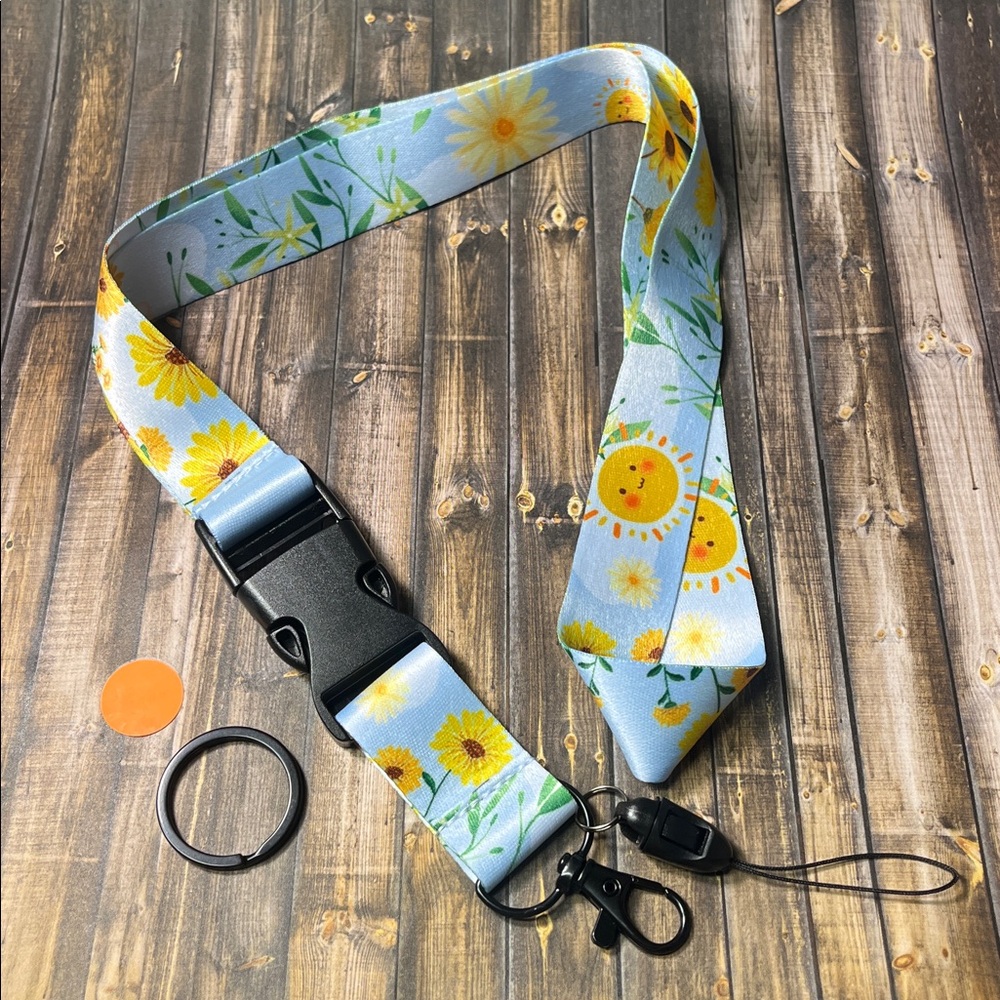 5for$10 Blue Cartoon Sunshine Happy Lanyard for Keys Student Card ID Badge